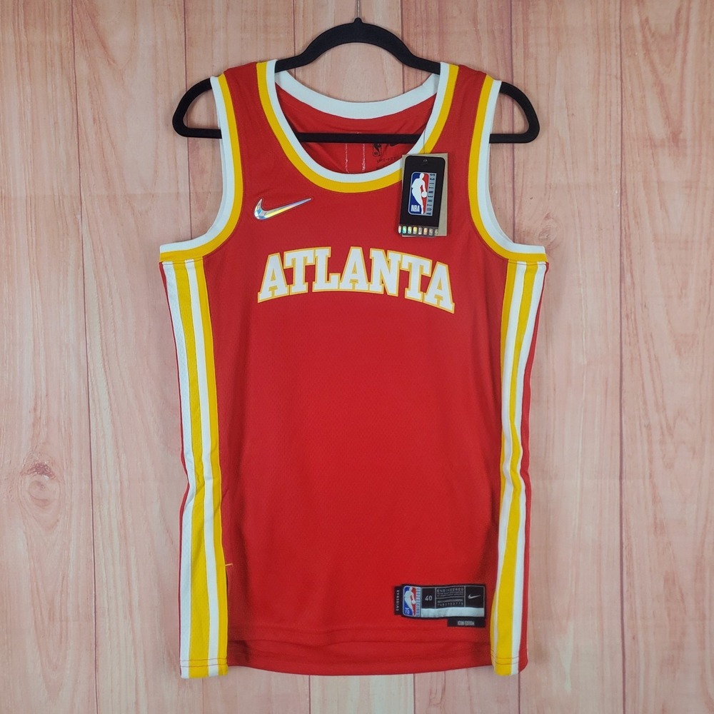Nike Mens Jersey Small Red Crew Neck 100% Polyester Sleeveless Atlanta Hawks